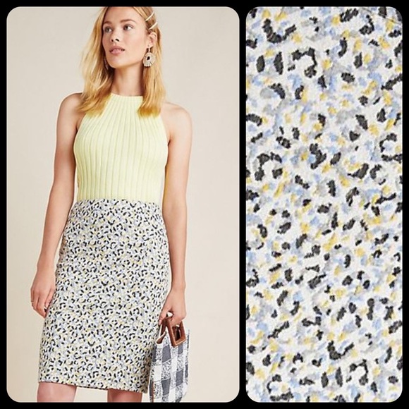 NWT! Anthropologie Maeve High Waist Leopard Print Jacquard Knit Pencil Skirt